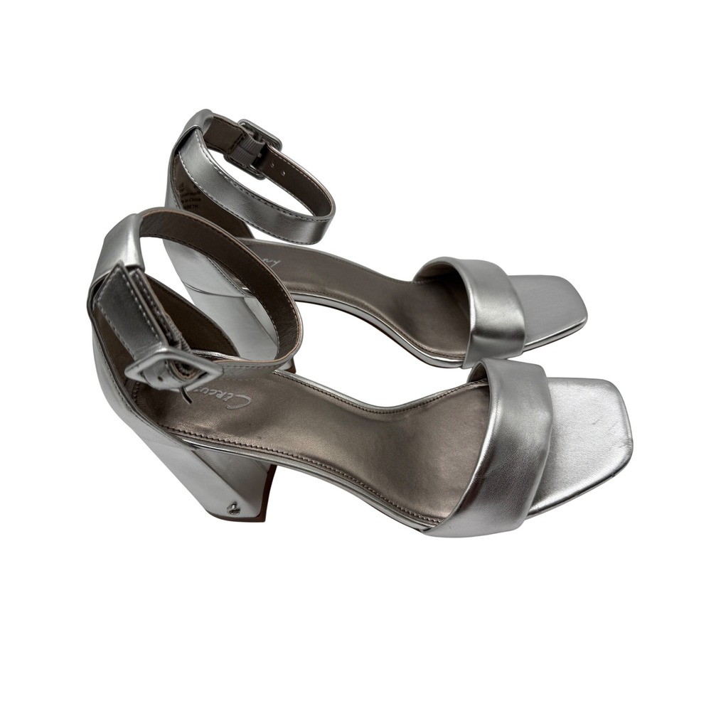 Circus by Sam Edelman Elizabeth Sandals Womens 9.5 Silver Block Heel New in Box - Picture 3 of 10